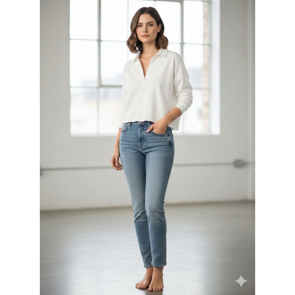 Perfect White Tee Blouse Women's Size Small Oversized White Long Sleeve Top